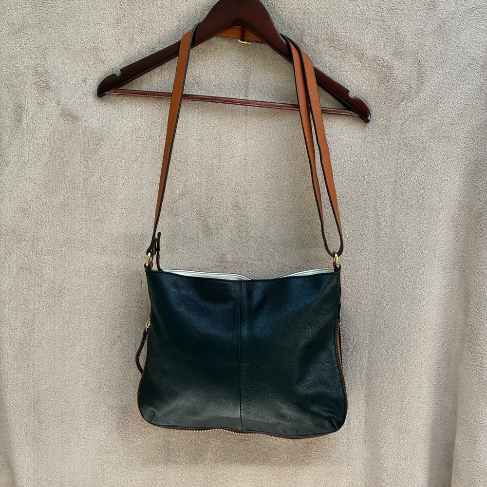 Danier Crossbody Bag Black, Tan & Cream Real Leather Timeless Vintage Neutral - Picture 12 of 16